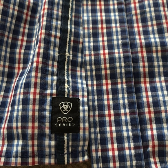 Ariat Pro Men’s Plaid Red Blue Striped Collared Embroidered Shirt- Size XL - Picture 8 of 8